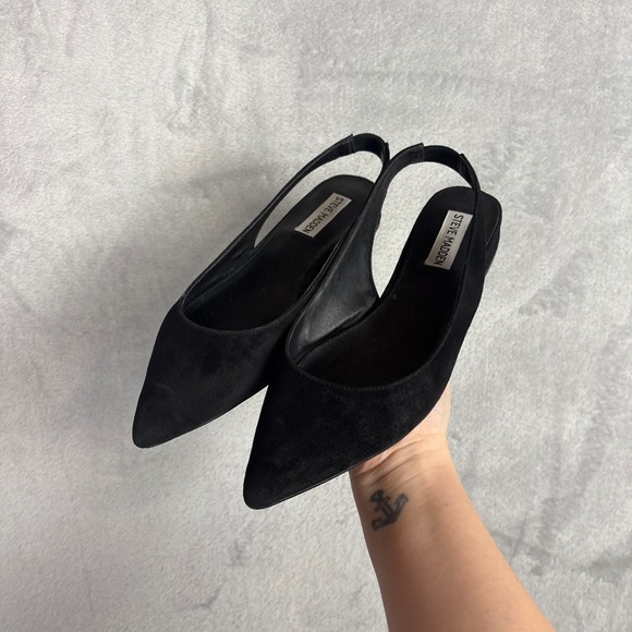 Steve Madden Shoes - Steve Madden Black Suede Pointed Toe Slingback Flats Shoes Womens Size 8